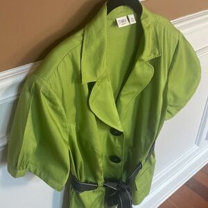 Cato Women’s Lime Green & Black Belted Short Sleeve Jacket - Size 24W